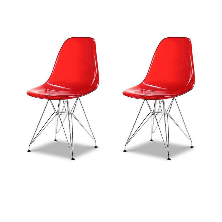 Набор из двух стульев Джексон с красным прозрачным сидением