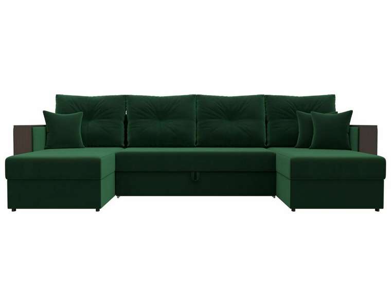 Угловой диван-кровать Валенсия П-образный зеленого цвета