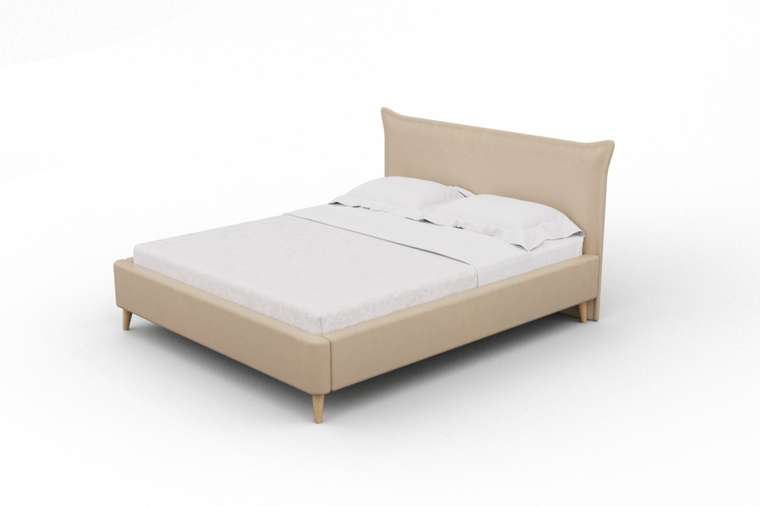 Кровать Олимпия 150x200 на деревянных ножках кремового цвета