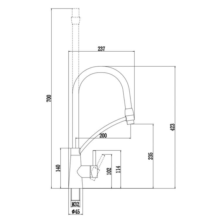 Смеситель для кухни с гибким изливом Fmark FS8255H-01, черный
