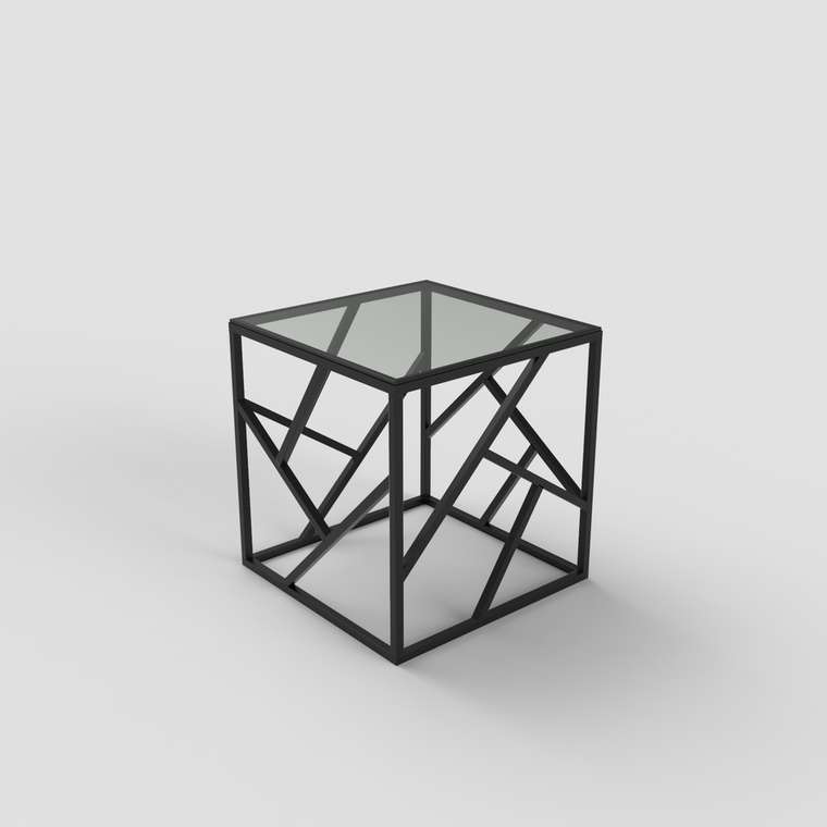 Журнальный столик "Ellis" черный с прозрачным стеклом (450х450х450)