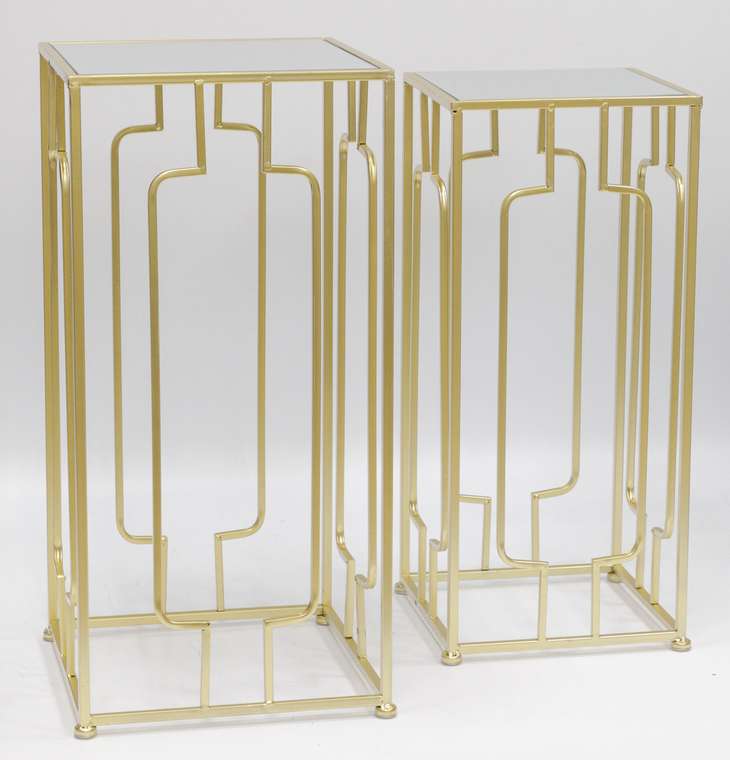 Набор интерьерных столиков с зеркальной столешницей золотого цвета