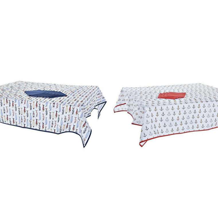 Набор столового белья DKD Home Decor Синий Белый Красный 150 x 150 x 0,5 см (2 штук)