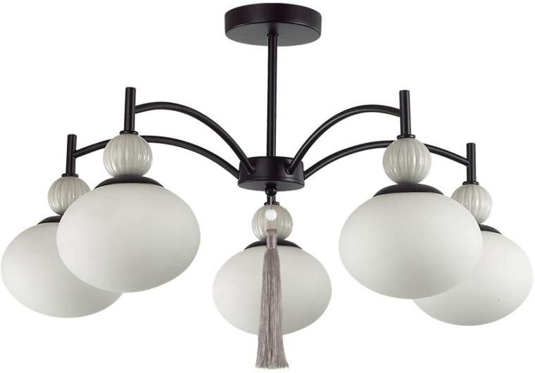 Люстра для гостиной потолочная на штанге Lumion Gloriya 8273/5C черный, серый/белый металл, керамика/стекло Е14 5*40W 220V