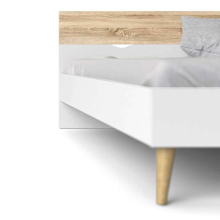 Кровать Oslo 140х200 с изголовьем цвета дуб