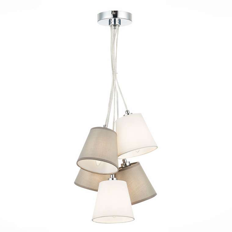 Светильник подвесной хром/белый, серый E14 5*40W PRATO