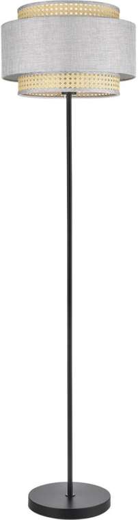 Торшер напольный высотой 150 см Lumion Launa 8043/1F черный/серый/бежевый, металл/текстиль/ротанг Е27 1*60W 220V