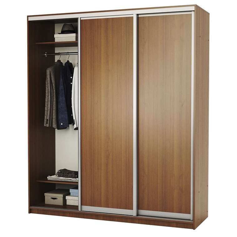 Шкаф-купе Премиум со штангой L цвета орех