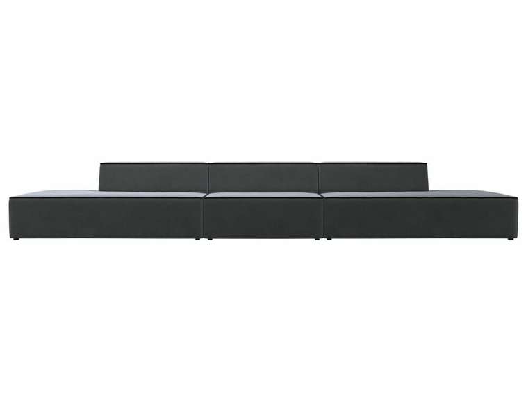 Прямой модульный диван Монс Лонг серого цвета с черным кантом