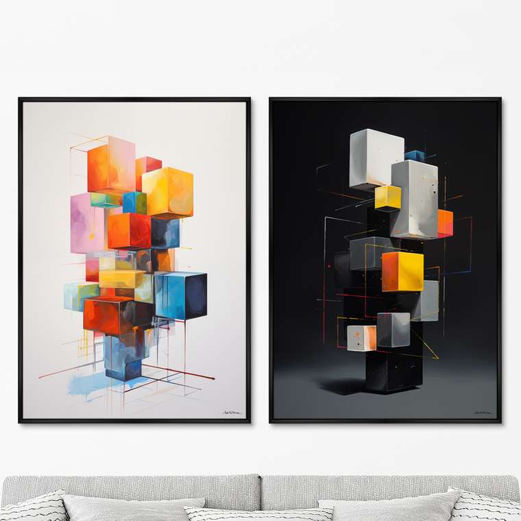 Набор из двух репродукций картин Disassembled colors, 2024г.