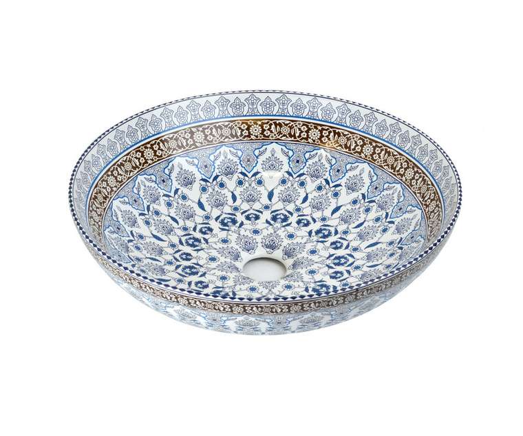Раковина накладная Bronze de Luxe Марракеш 1008 синяя круглая 41 см