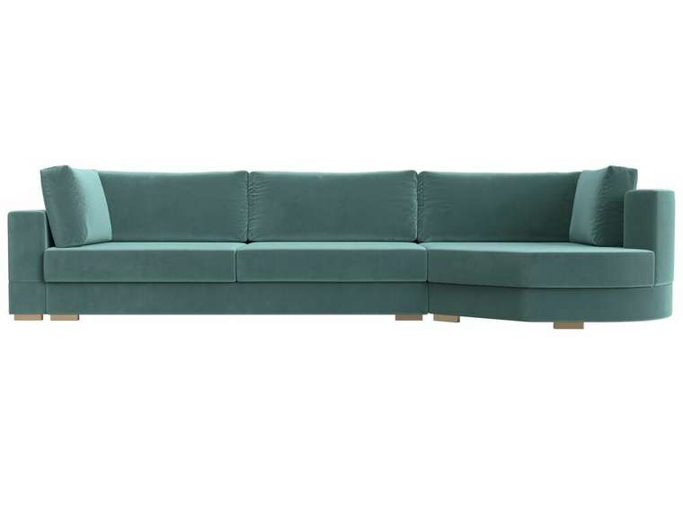 Угловой диван-кровать Лига 026 бирюзового цвета правый угол