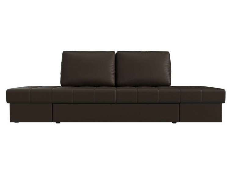 Прямой диван трансформер Сплит темно-коричневого цвета (экокожа)