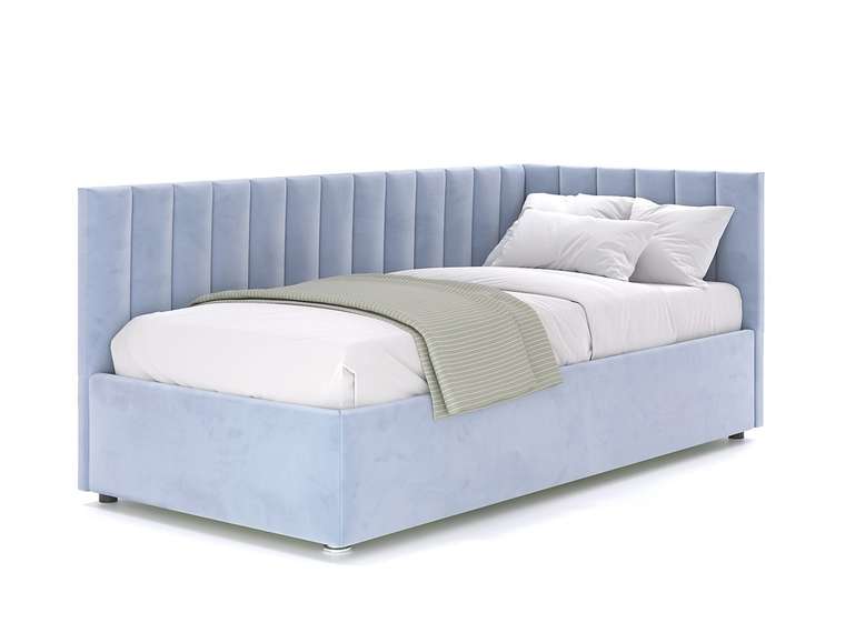 Кровать Negga Mellisa 90х200 серо-голубого цвета с подъемным механизмом правая