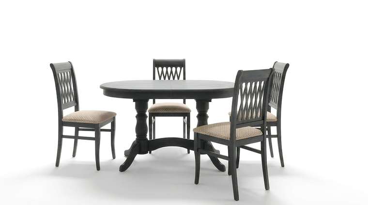 Набор из стола и четырех стульев Бизе коричневого цвета