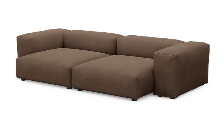 Прямой диван Фиджи двухсекционный большой коричневого цвета