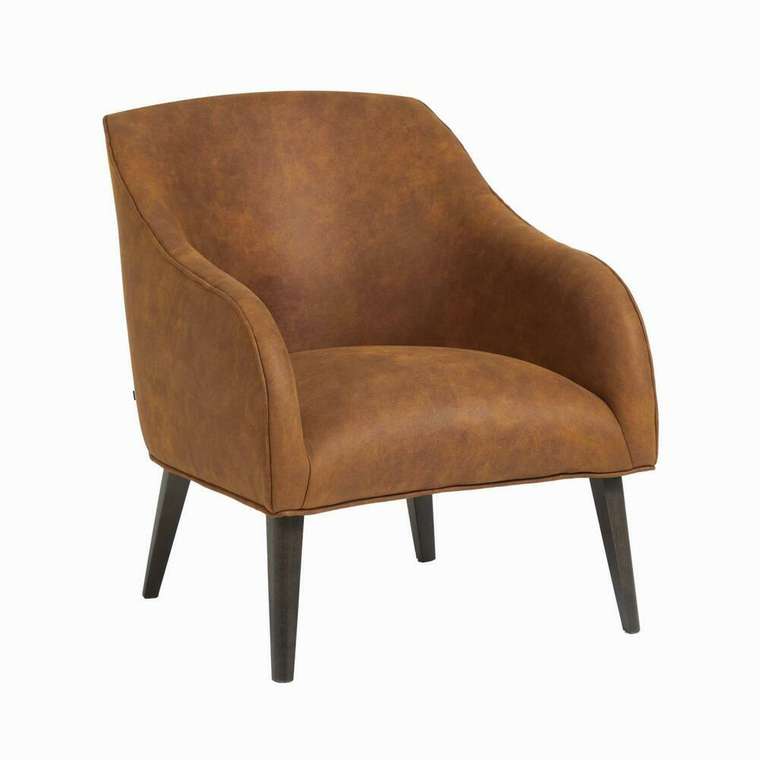 Кресло Lobby коричневого цвета на деревянных ножках