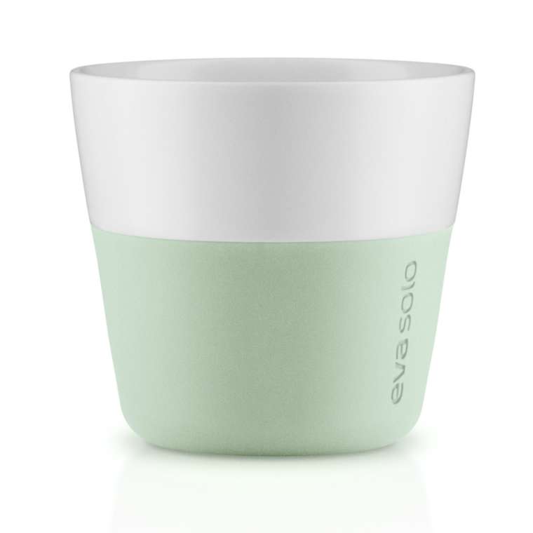 Набор из двух чашек для лунго бело-зеленого цвета