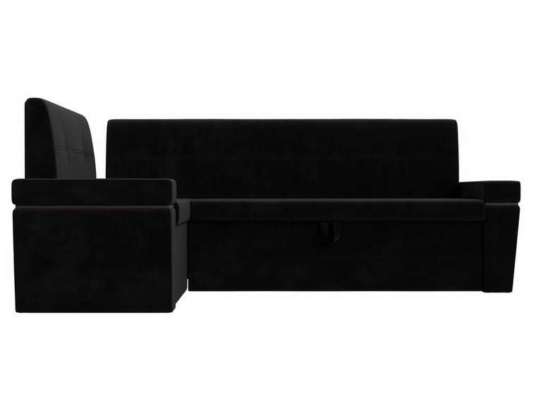 Угловой диван-кровать Деметра черного цвета левый угол