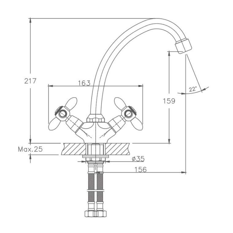 Смеситель для кухни Haiba HB4927, хром