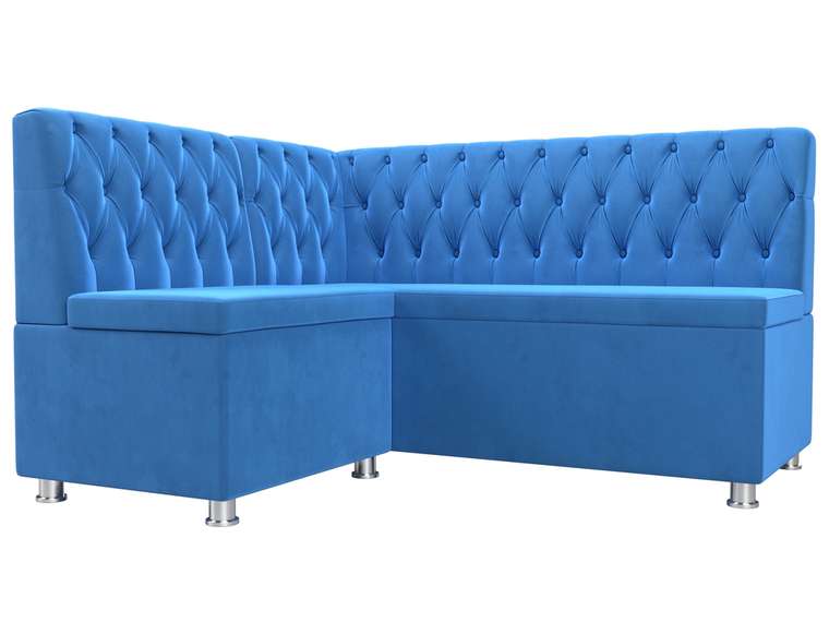 Кухонный угловой диван Мирта голубого цвета левый угол