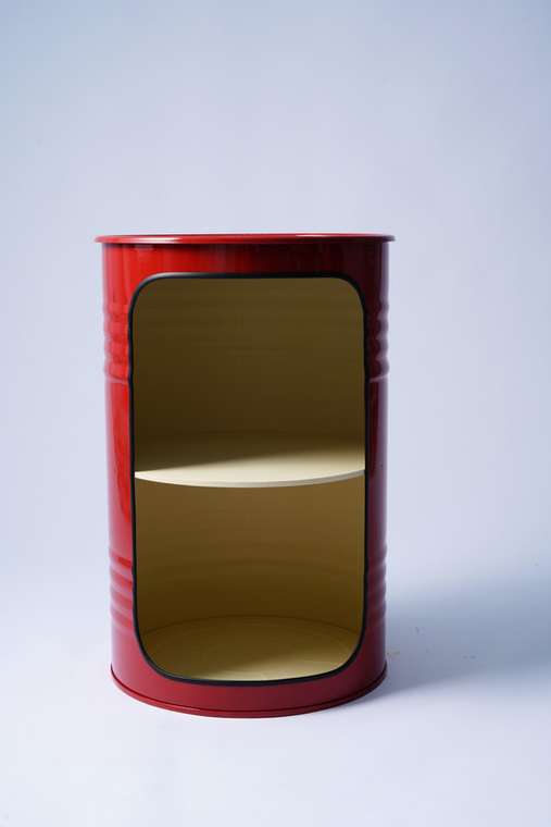 Кофейный столик-бочка красно-бежевого цвета