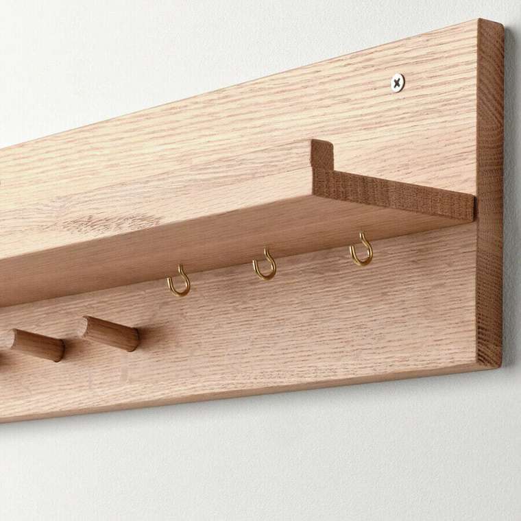 Настенный шкаф с крючками, дуб, 42х15х11 см