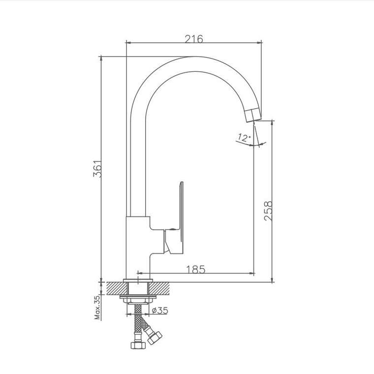 Смеситель для кухни Haiba HB70590-7, черный