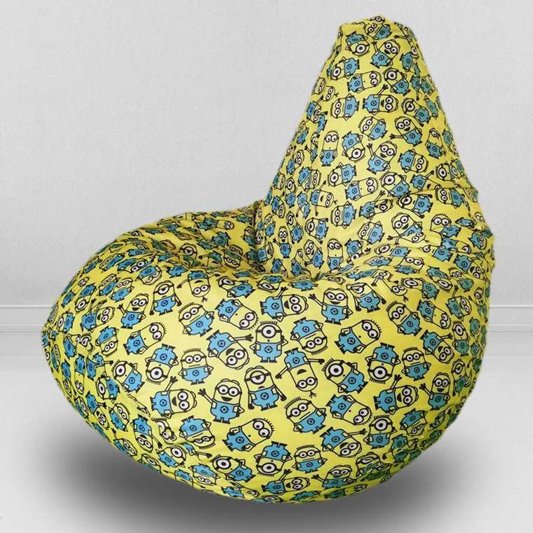 Кресло-мешок груша Миньоны XХXХL-Комфорт желто-голубого цвета 