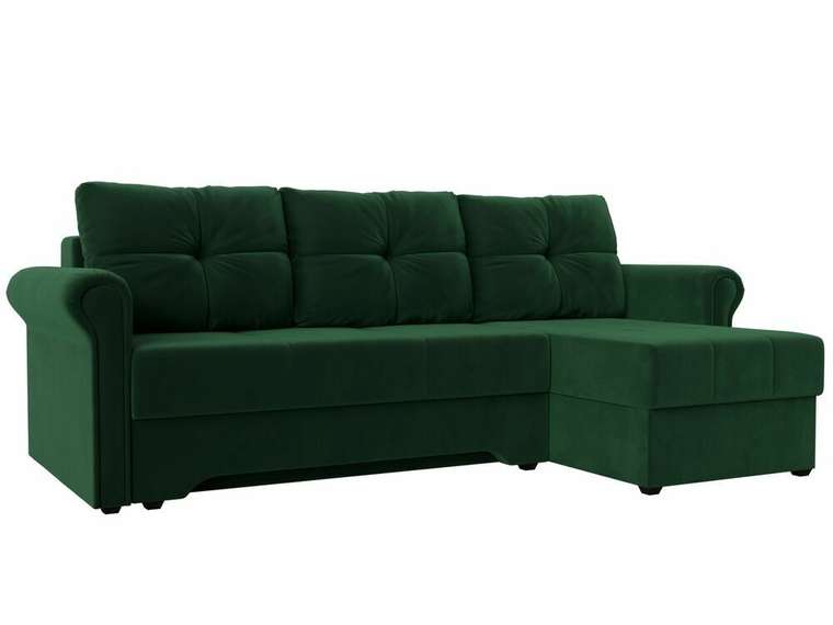Угловой диван-кровать Леон зеленого цвета правый угол
