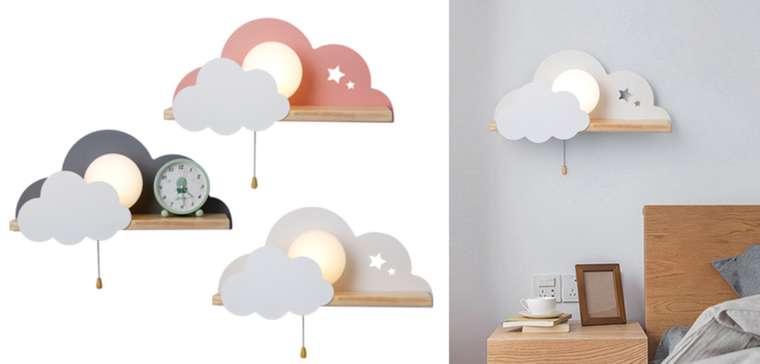 Бра с полкой Серое Облако Wall Lamp Gray Cloud