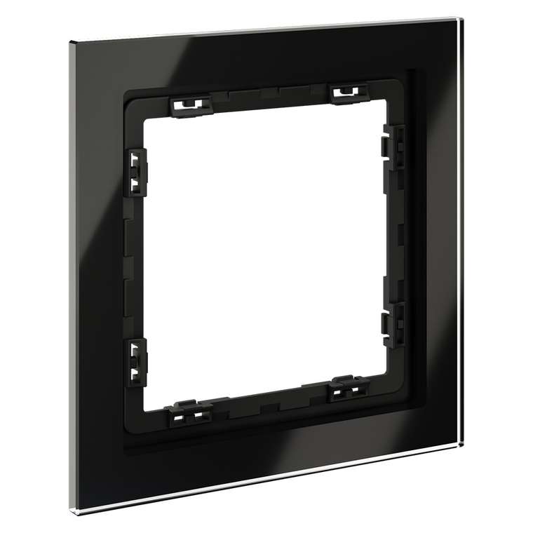 Рамка стеклянная VOLTUM S70 на 1 пост, (черный,стекло)