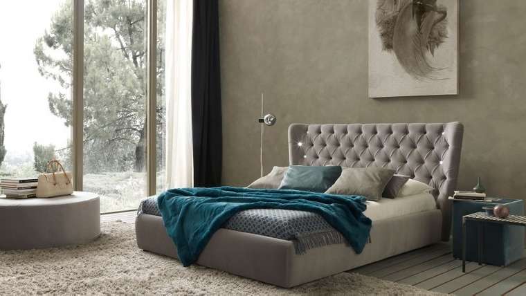 Кровать "Letto GM 21" с обивкой из экокожи или велюра 200х200 см 
