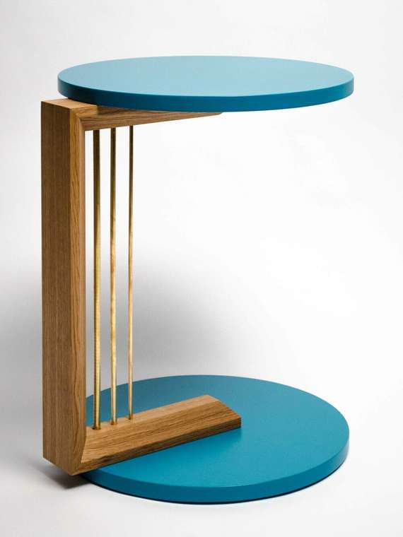 Приставной столик Bouquet коричнево-голубого цвета
