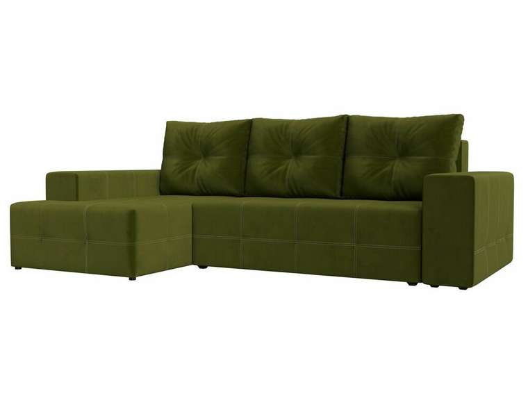 Угловой диван-кровать Перри зеленого цвета левый угол