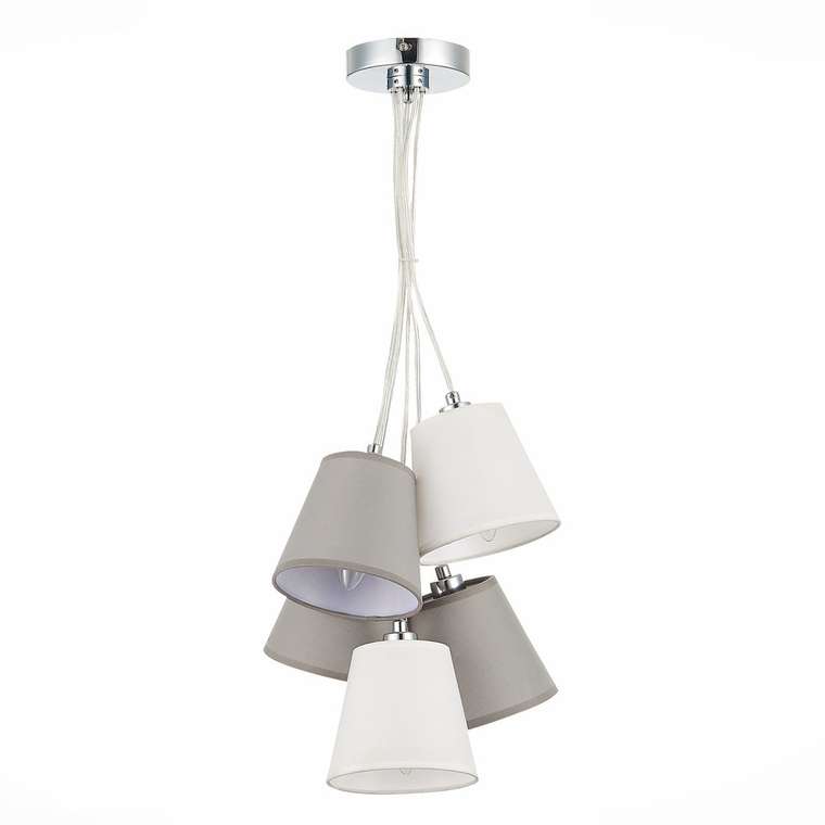 Светильник подвесной хром/белый, серый E14 5*40W PRATO