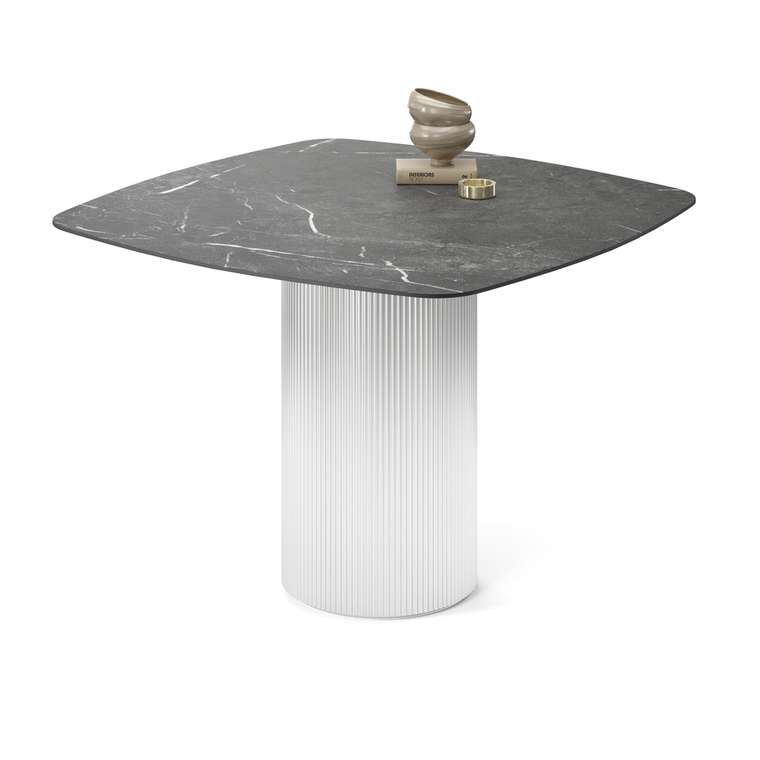 Обеденный стол квадратный Алия на серебряном основании