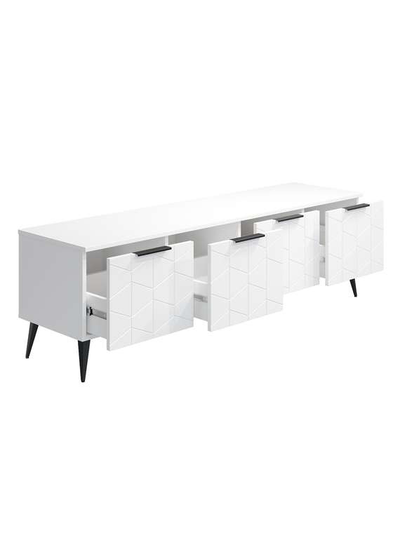 Тумба под телевизор Контемпо КТ-05 цвет белый бриллиант/бланж