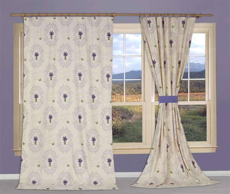 Штора с рисунком  "букет лаванды"