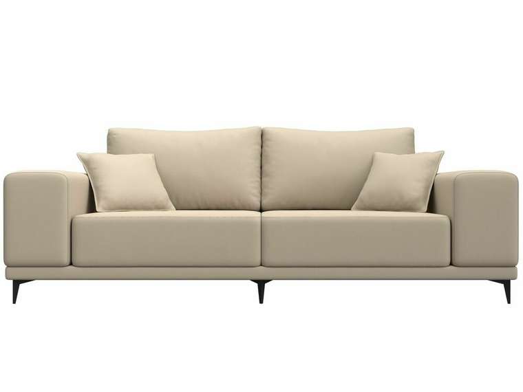 Прямой диван Льюес бежевого цвета (экокожа)