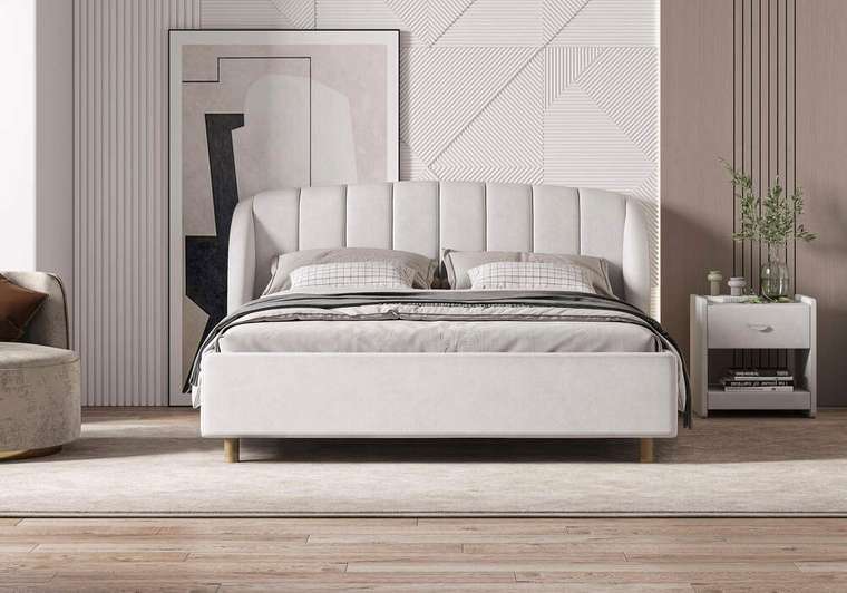 Кровать Valencia 160х200 серо-бежевого цвета без основания и подъемного механизма