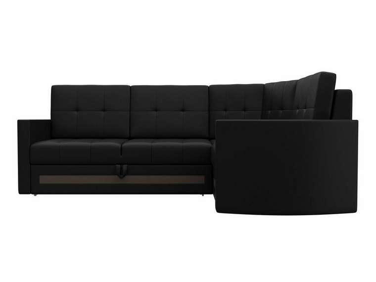 Угловой диван-кровать Белла черного цвета (экокожа) правый угол