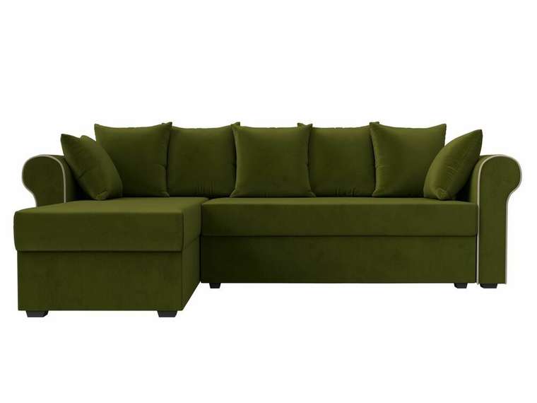 Угловой диван-кровать Рейн зеленого цвета левый угол