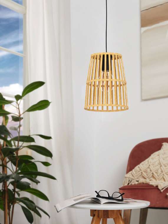 Подвесной светильник Eyam 33201 (дерево, цвет песочный)