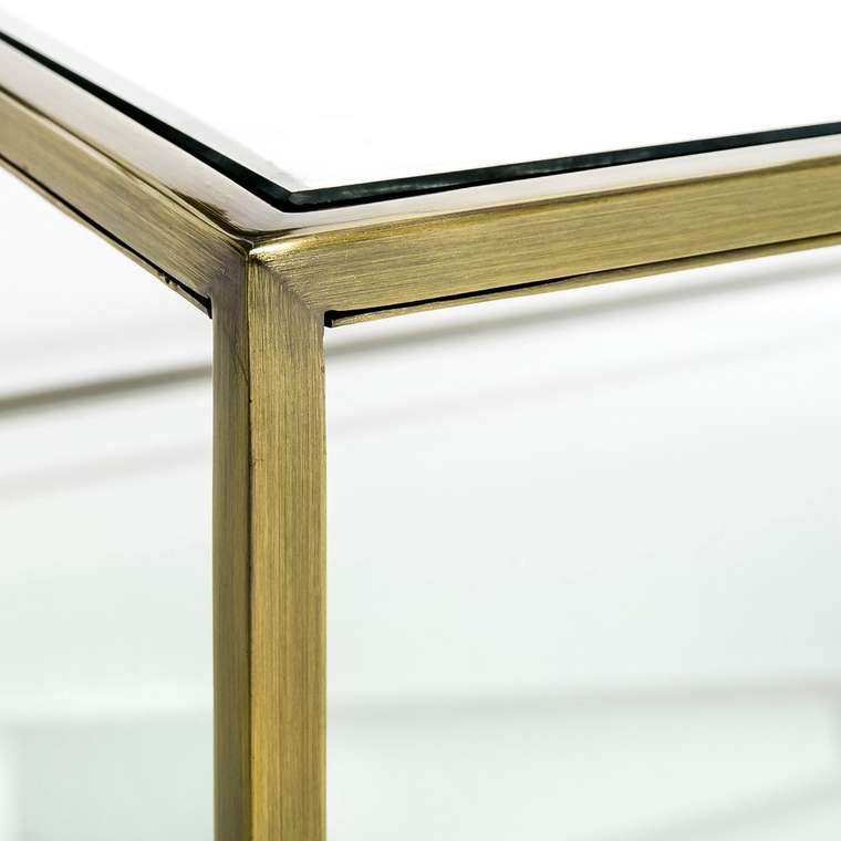 Прямоугольный журнальный столик из закаленного стекла Sybil золотистого цвета