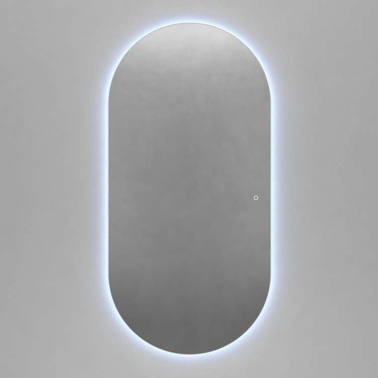 Овальное настенное зеркало Nolvis NF LED XL 96х196 с холодной подсветкой и с сенсорной кнопкой