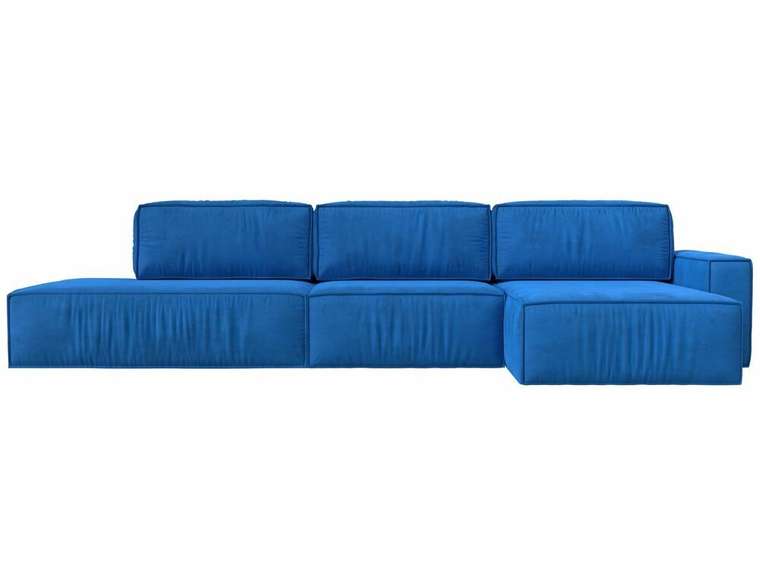 Угловой диван-кровать Прага модерн лонг голубого цвета правый угол
