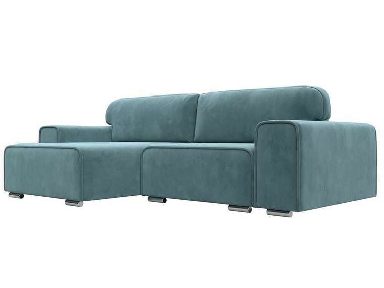 Угловой диван-кровать Лига 029 бирюзового цвета левый угол