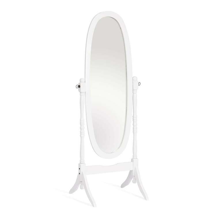 Зеркало напольное из дерева белого цвета