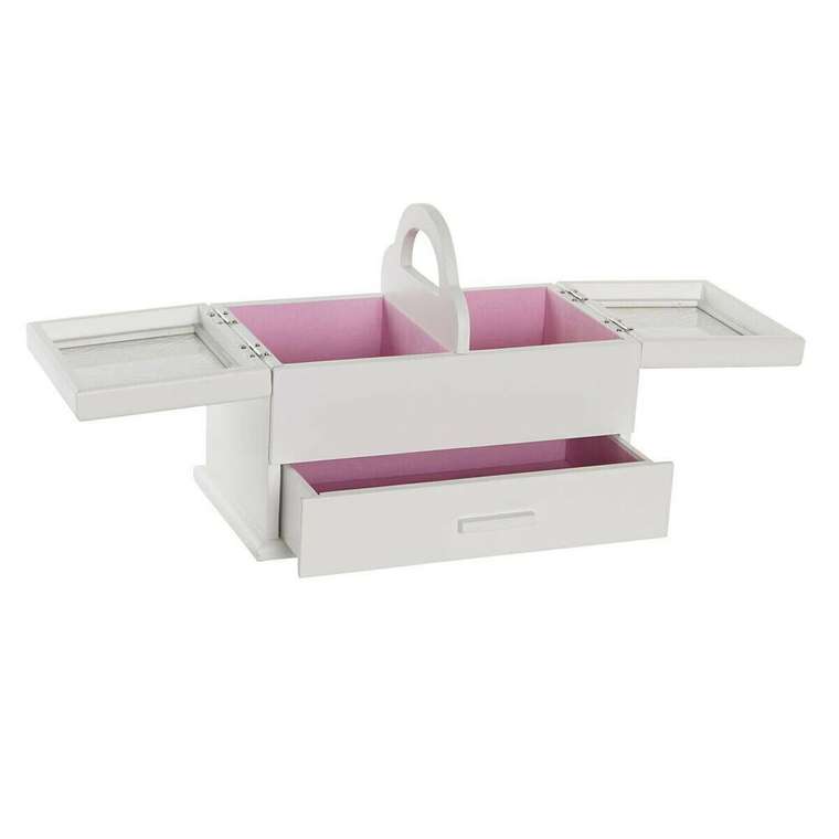 Шкатулка 16 x 17 x 28 cm Белый Светло Pозовый Деревянный MDF